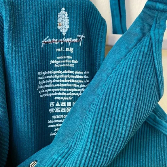 Free People Happiness Runs Henley Onesie Jumpsuit One Piece Teal Jewel Blue - Picture 8 of 9